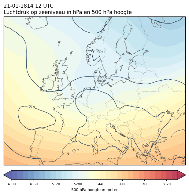 Weerkaart van 21 januari 1814 om 12 UTC