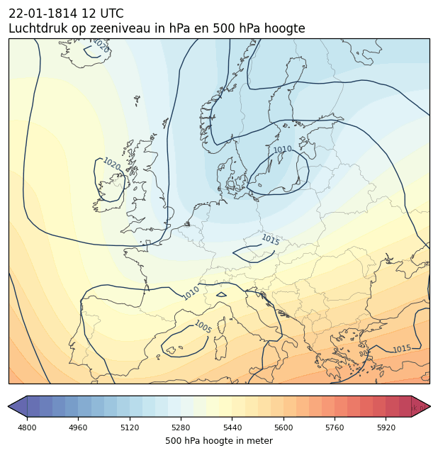 Weerkaart van 22 januari 1814 om 12 UTC