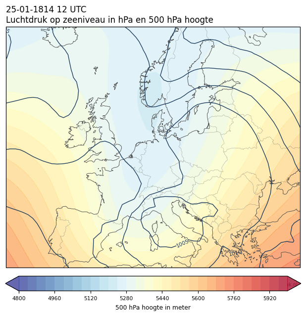 Weerkaart van 25 januari 1814 om 12 UTC