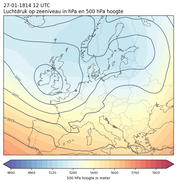 Weerkaart van 27 januari 1814 om 12 UTC