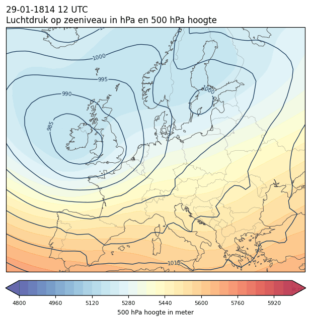 Weerkaart van 29 januari 1814 om 12 UTC