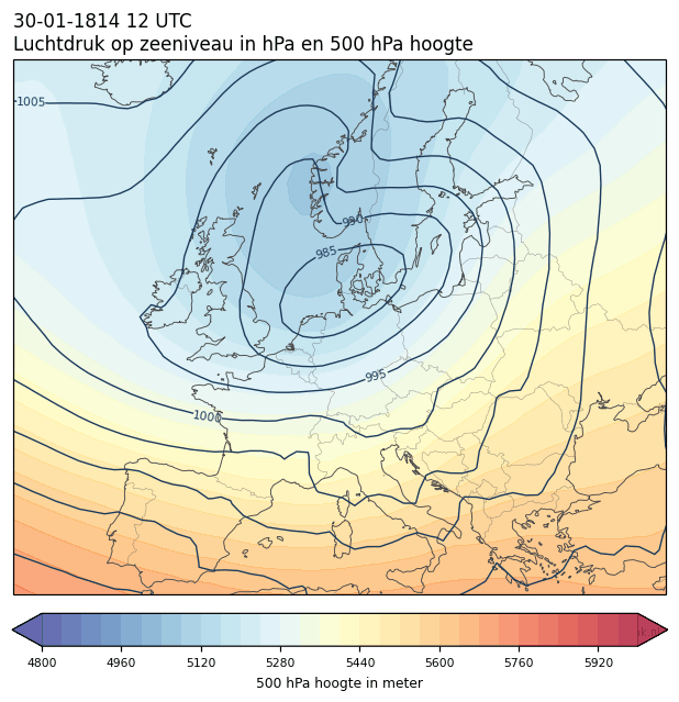 Weerkaart van 30 januari 1814 om 12 UTC