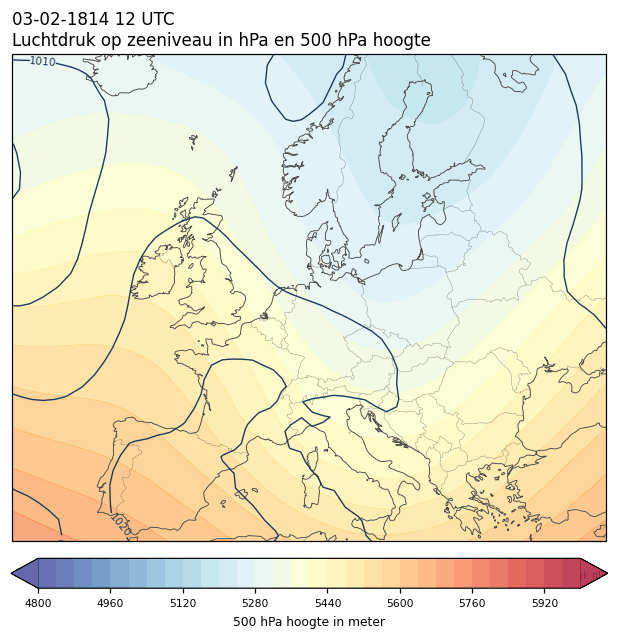 Weerkaart van 3 februari 1814 om 12 UTC