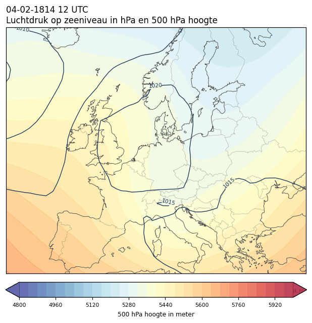 Weerkaart van 4 februari 1814 om 12 UTC