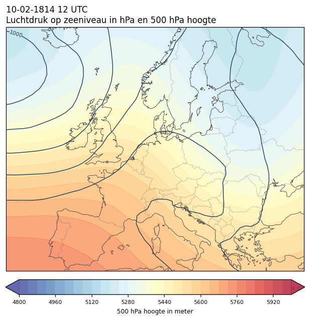 Weerkaart van 10 februari 1814 om 12 UTC