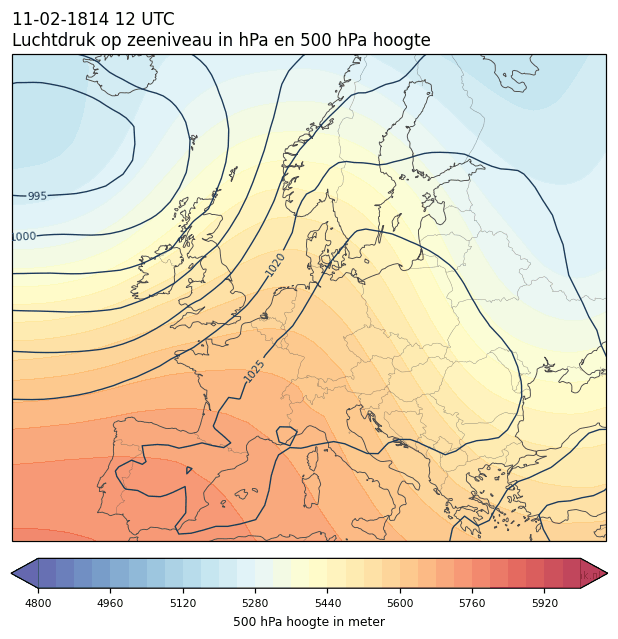 Weerkaart van 11 februari 1814 om 12 UTC