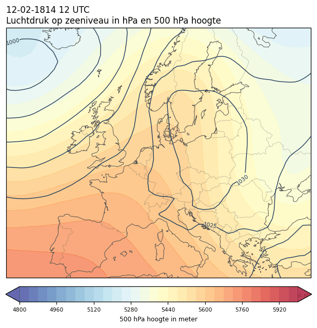 Weerkaart van 12 februari 1814 om 12 UTC