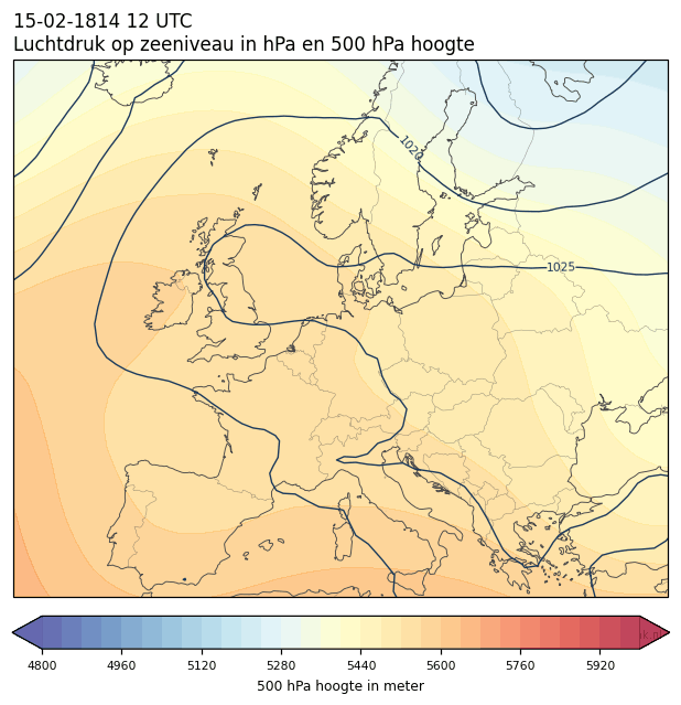 Weerkaart van 15 februari 1814 om 12 UTC