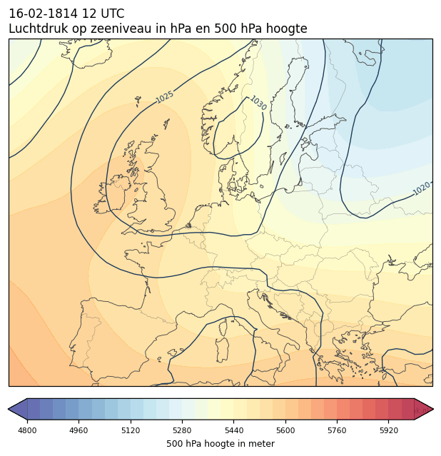 Weerkaart van 16 februari 1814 om 12 UTC