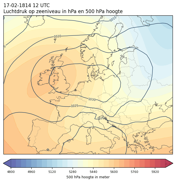 Weerkaart van 17 februari 1814 om 12 UTC