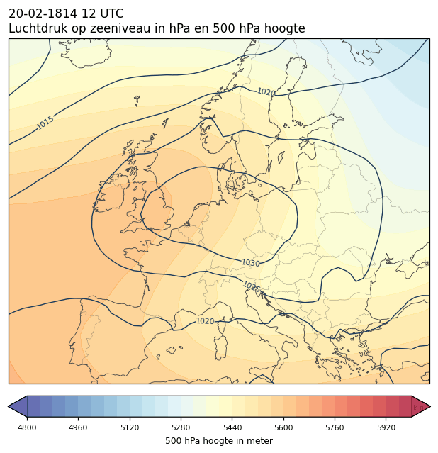 Weerkaart van 20 februari 1814 om 12 UTC