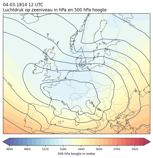 Weerkaart van 4 maart 1814 om 12 UTC