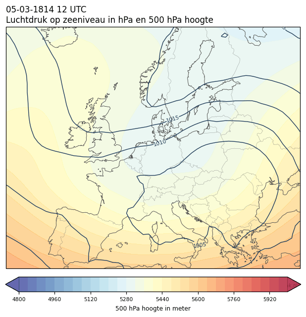 Weerkaart van 5 maart 1814 om 12 UTC