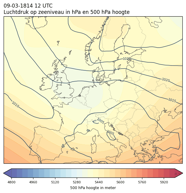 Weerkaart van 9 maart 1814 om 12 UTC