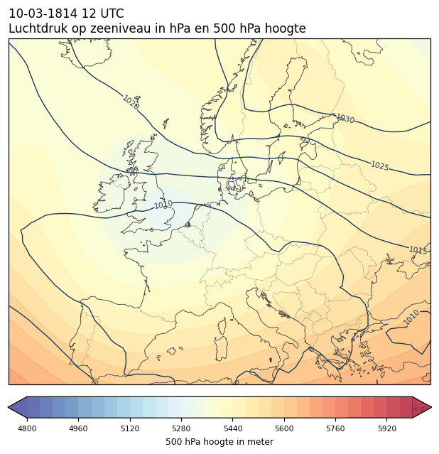 Weerkaart van 10 maart 1814 om 12 UTC