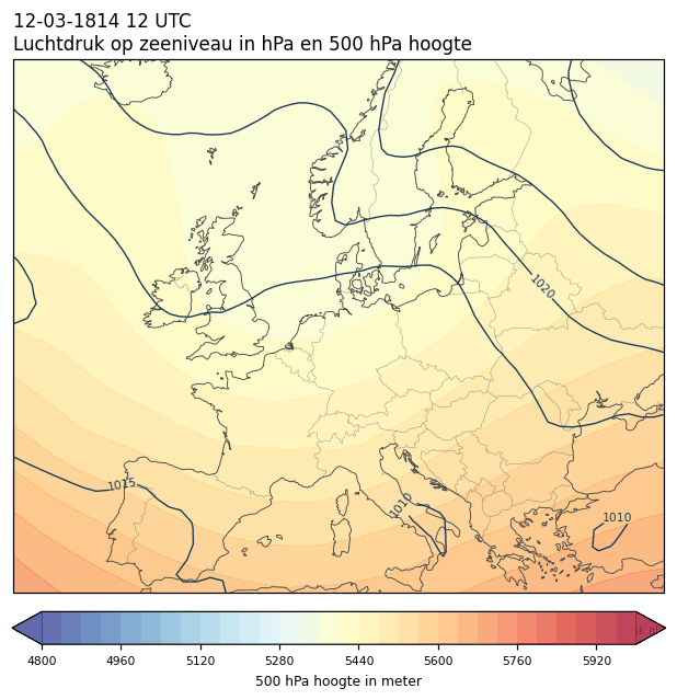 Weerkaart van 12 maart 1814 om 12 UTC