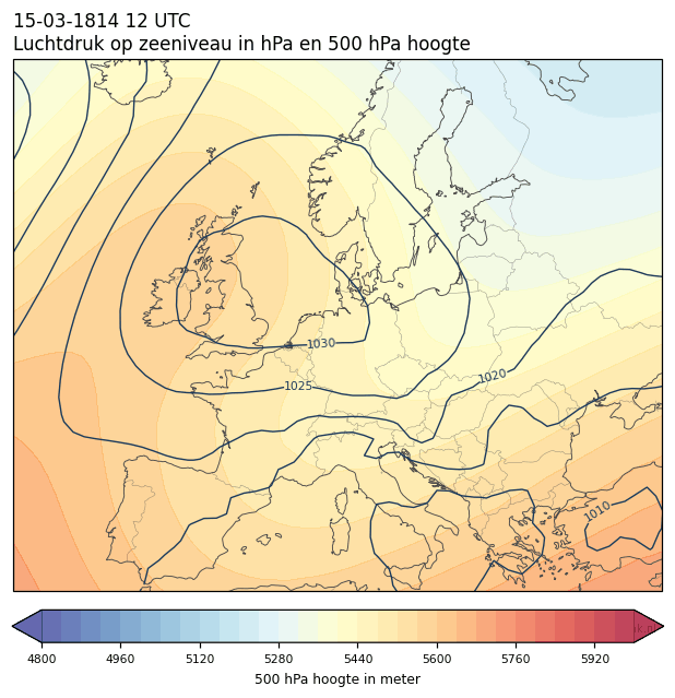 Weerkaart van 15 maart 1814 om 12 UTC