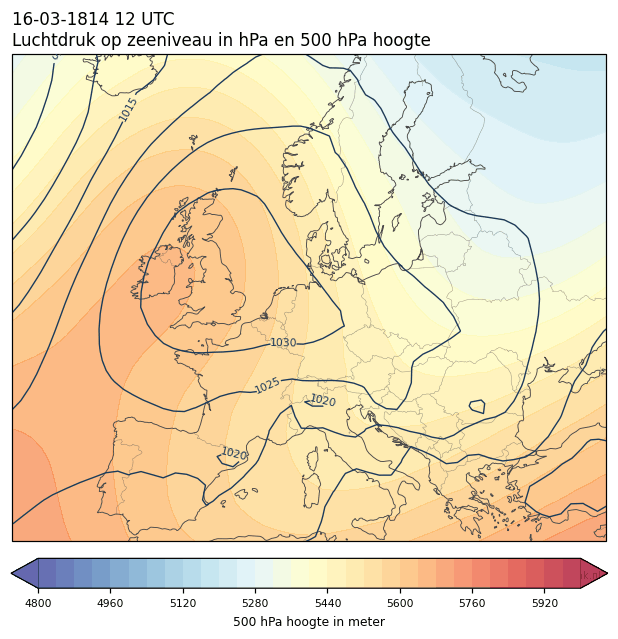 Weerkaart van 16 maart 1814 om 12 UTC