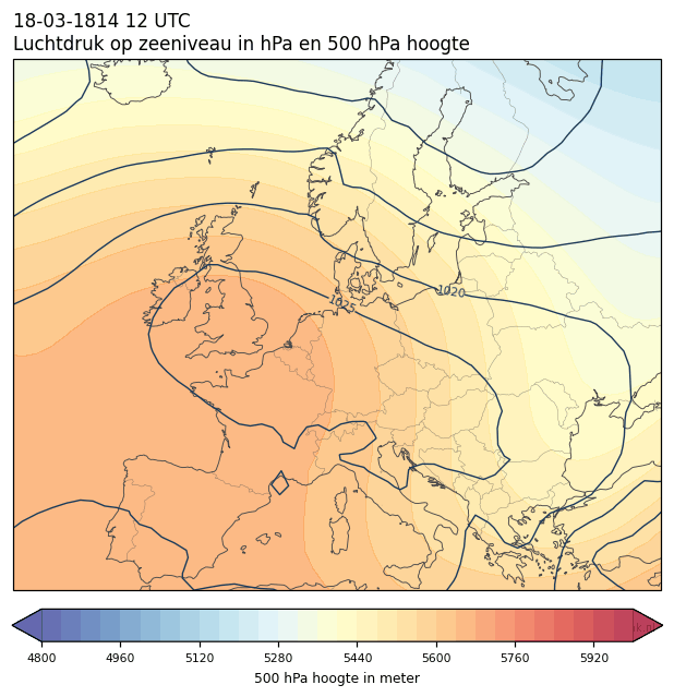 Weerkaart van 18 maart 1814 om 12 UTC