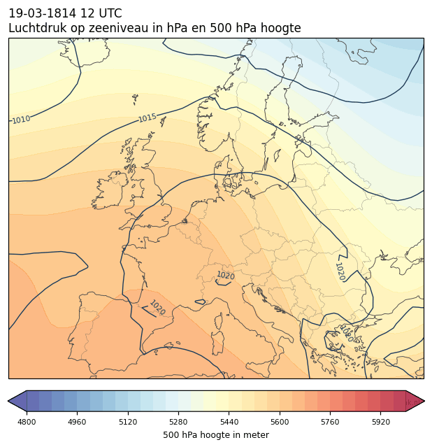 Weerkaart van 19 maart 1814 om 12 UTC
