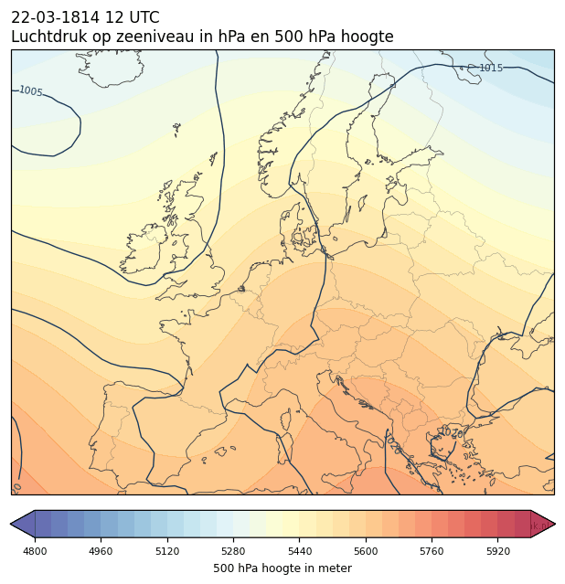 Weerkaart van 22 maart 1814 om 12 UTC