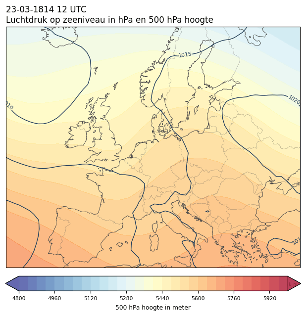 Weerkaart van 23 maart 1814 om 12 UTC
