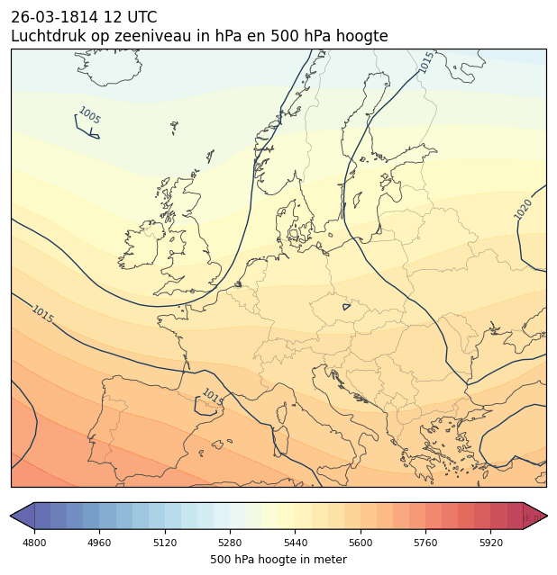 Weerkaart van 26 maart 1814 om 12 UTC