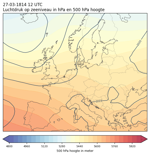 Weerkaart van 27 maart 1814 om 12 UTC