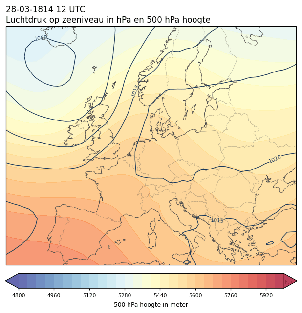 Weerkaart van 28 maart 1814 om 12 UTC