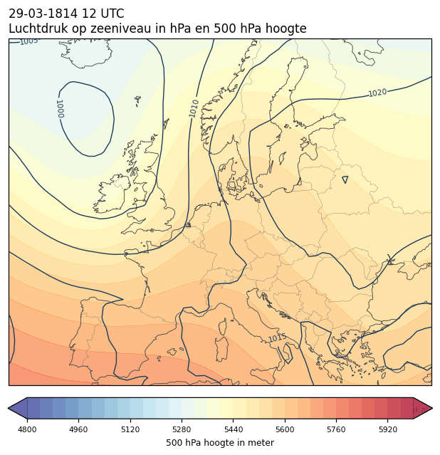 Weerkaart van 29 maart 1814 om 12 UTC