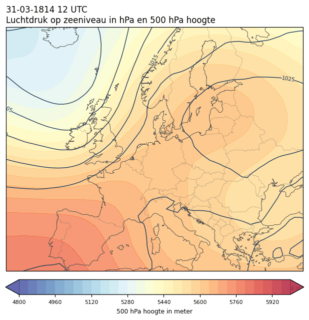 Weerkaart van 31 maart 1814 om 12 UTC