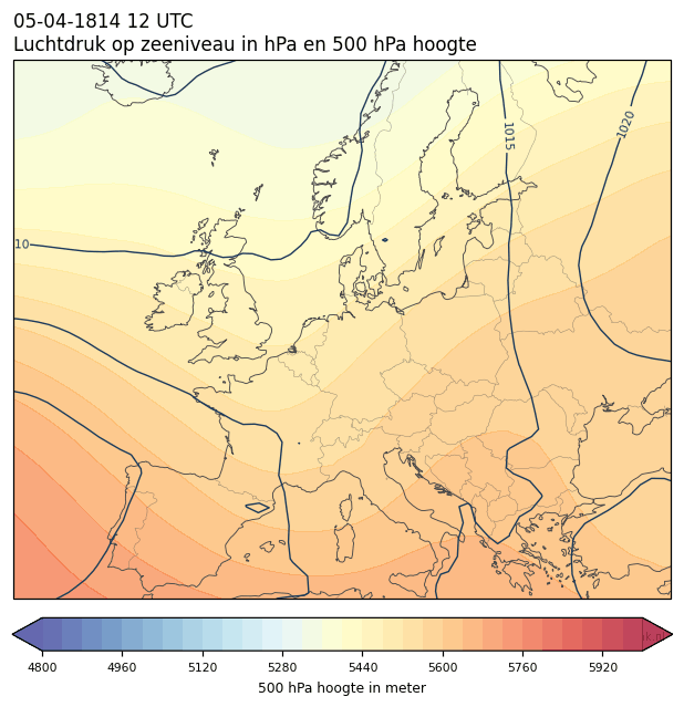 Weerkaart van 5 april 1814 om 12 UTC