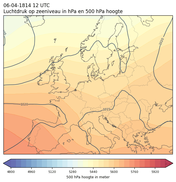 Weerkaart van 6 april 1814 om 12 UTC