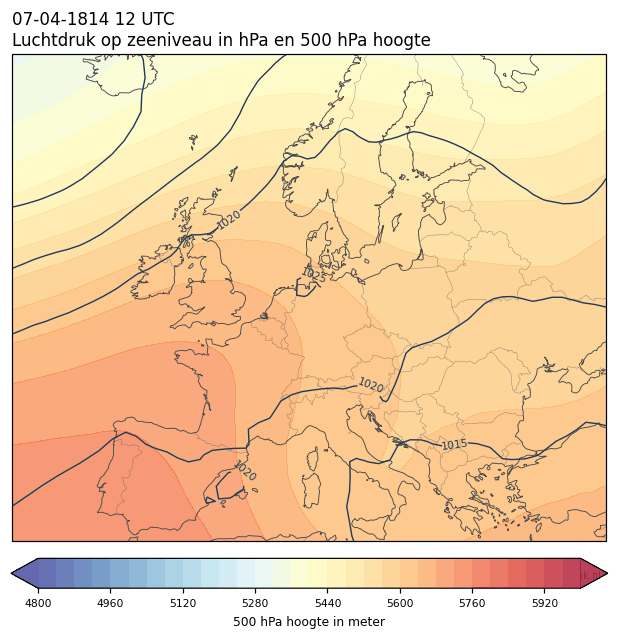 Weerkaart van 7 april 1814 om 12 UTC