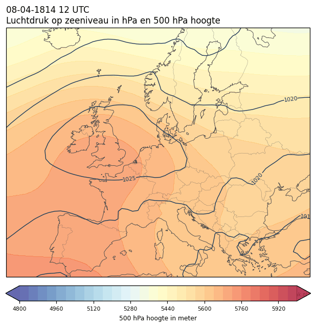 Weerkaart van 8 april 1814 om 12 UTC