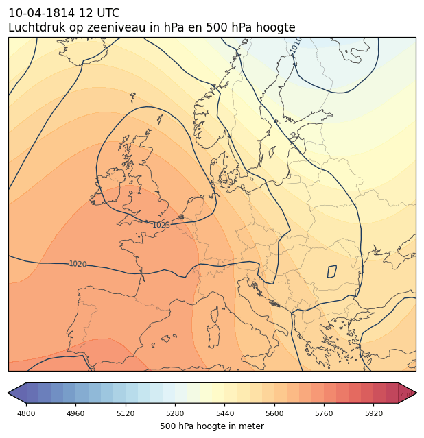 Weerkaart van 10 april 1814 om 12 UTC