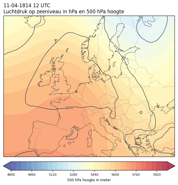 Weerkaart van 11 april 1814 om 12 UTC