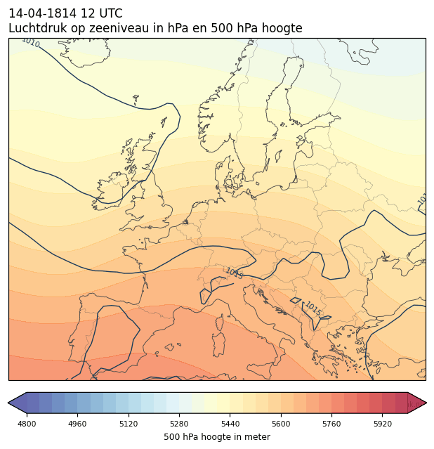 Weerkaart van 14 april 1814 om 12 UTC