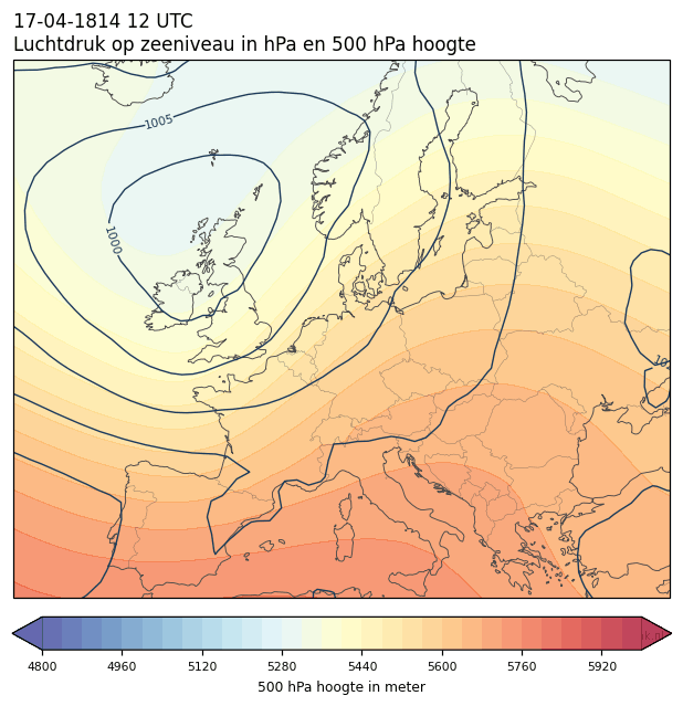 Weerkaart van 17 april 1814 om 12 UTC