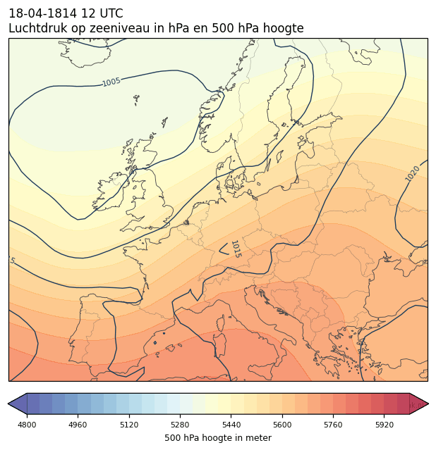 Weerkaart van 18 april 1814 om 12 UTC