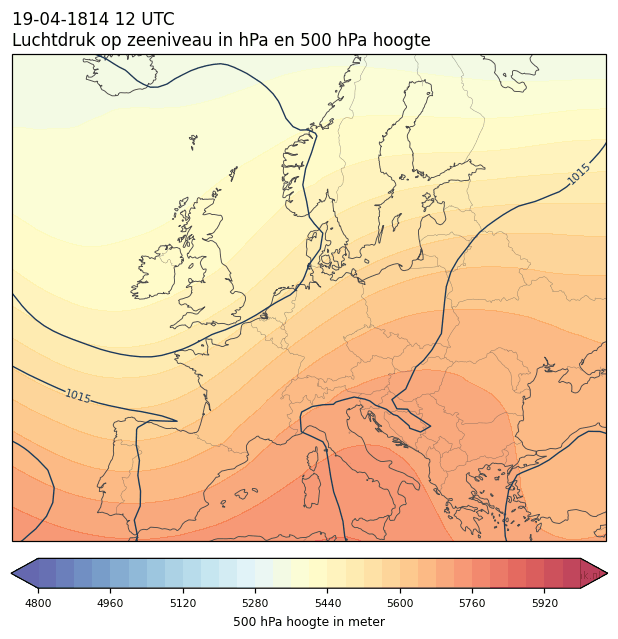 Weerkaart van 19 april 1814 om 12 UTC