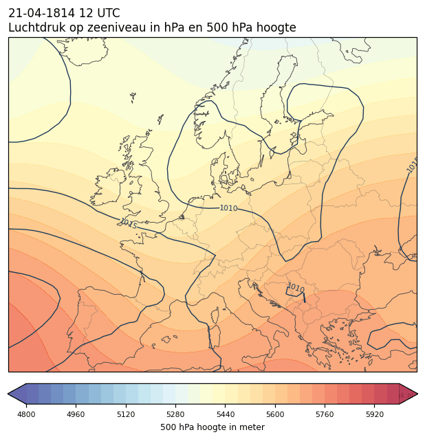 Weerkaart van 21 april 1814 om 12 UTC