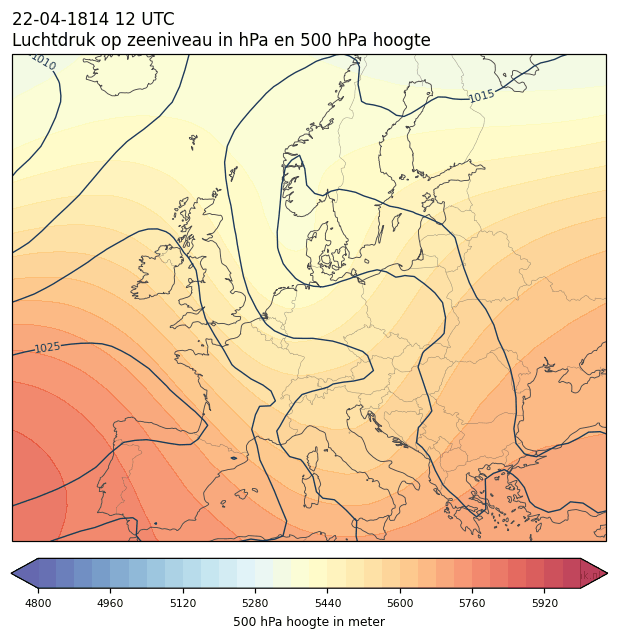 Weerkaart van 22 april 1814 om 12 UTC