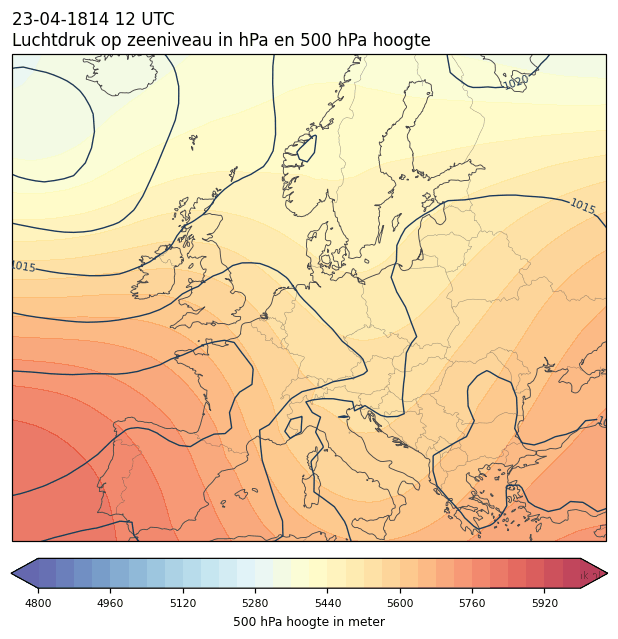 Weerkaart van 23 april 1814 om 12 UTC