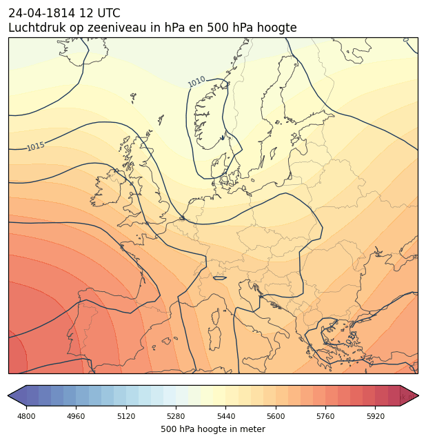 Weerkaart van 24 april 1814 om 12 UTC