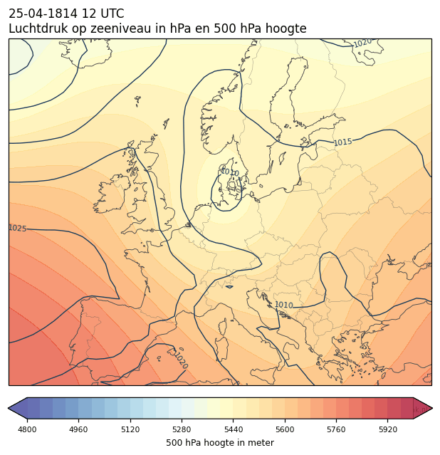 Weerkaart van 25 april 1814 om 12 UTC