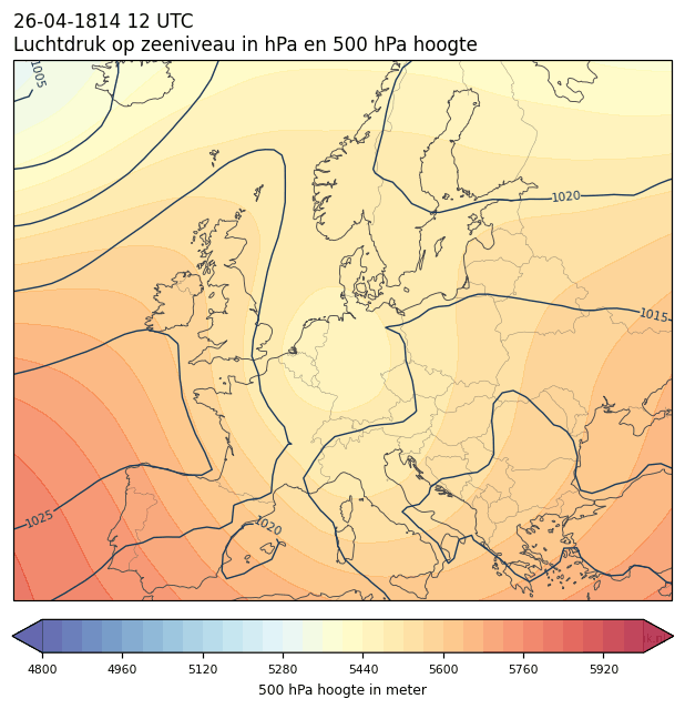 Weerkaart van 26 april 1814 om 12 UTC