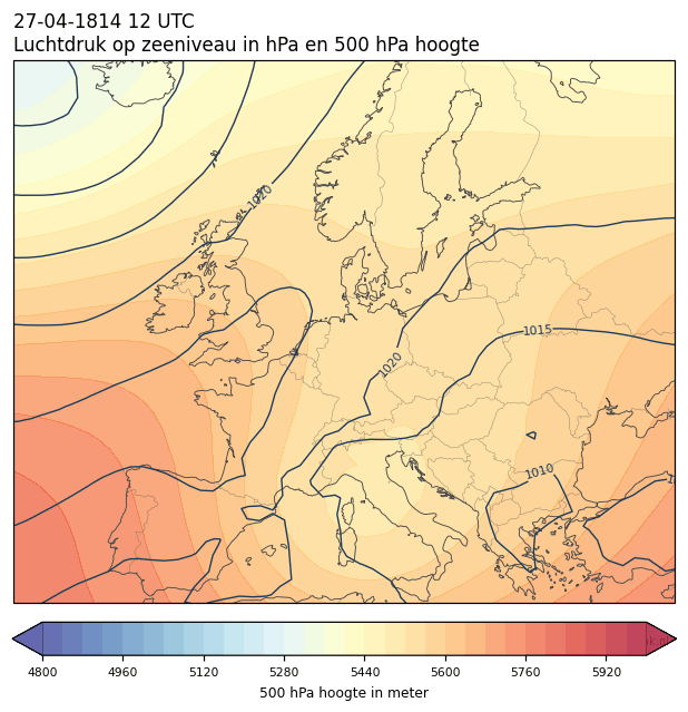 Weerkaart van 27 april 1814 om 12 UTC