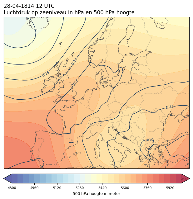Weerkaart van 28 april 1814 om 12 UTC
