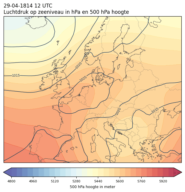 Weerkaart van 29 april 1814 om 12 UTC